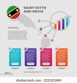 4 step infographic chart design element. To present information with the Saint Kitts and Nevis flag
