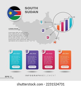 4 step infographic chart design element. To present information with the South Sudan flag