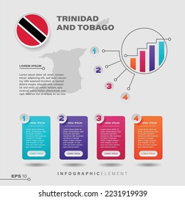 4 step infographic chart design element. To present information with the Trinidad And Tobago flag