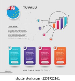 elemento de diseño de gráfico de infografía de 4 pasos. Para presentar información con la bandera de Tuvalu