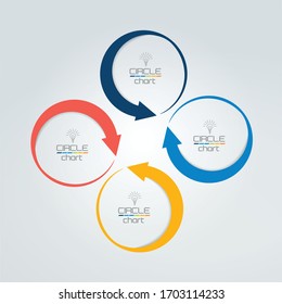 4 step infographic circle options banner made of 4 arrows.