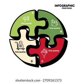 4 step infographic in circle shape modern puzzle presentation template vector illustration. 4 step infographic.