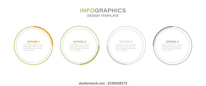 4 step infographic circular template with elements. Modern design with shadow behind, EPS10 illustration