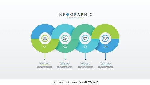 4 step infographic, clean and modern infographic template, featuring a prominent circular design with clear numbering for four distinct sections. Business concept with 4 options, steps or processes.