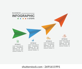 Diseño de infografía de 4 pasos. Concepto de programación con diseño de papel. se puede utilizar para la ilustración de flujo de trabajo