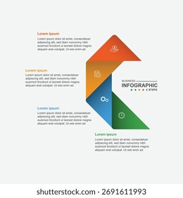 Projeto infográfico de 4 etapas. conceito de cronograma com layout de papel. pode ser usado para ilustração de fluxo de trabalho