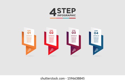 4 step infographic element. Business concept with 4 options and number, steps or processes. data visualization. Vector illustration.