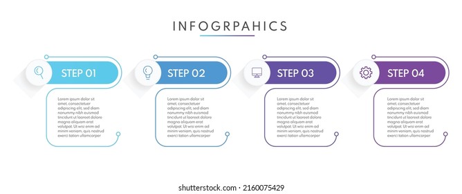 4 step infographic element. Business concept with 4 options and number, steps or processes. Modern design with icons and data visualization. Vector illustration