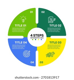 4 passo infográfico ideia com ícones de vetor visual moderno criativo, quatro passos para simplificar apresentações de informação, web, relatórios, marketing. gráfico de pizza 4 diagramas.