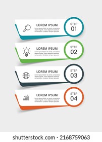 4 Step infographic rectangular elements with circular objects, Colorful elements EPS 10 Infograph