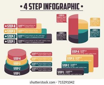 4 step infographic to represent various steps or show progression and growth.