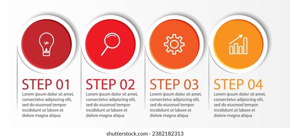 4 step infographic, simple infographic business design with circle shapes and colored lines with symbols. suitable for your business presentation