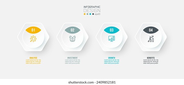 Conceptos de negocio de plantillas de infografía de 4 pasos.
