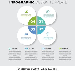 4 step Infographic Template with  Circular Sections in a Flower-Like Layout
