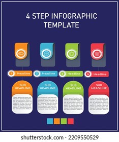 4 step infographic template with 4 color and creative concept and modern diagram