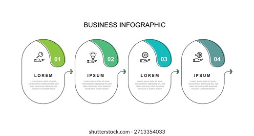 Projeto de modelo infográfico de 4 etapas com ícones adequados para informações de negócios e apresentação na Web.