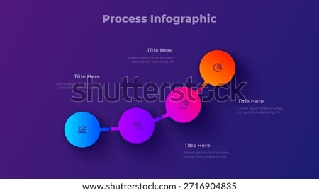 4 Step Infographic Template. Four Step Gradient Process Diagram for Presentation and Business Visualization.