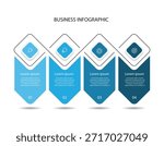 4 step infographic template with line concept and blue colors can be used for business presentation and web graphic information.