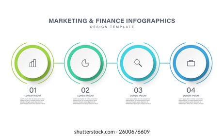 4 Step Infographic Template with Thin Icons and Colorful Circle Elements