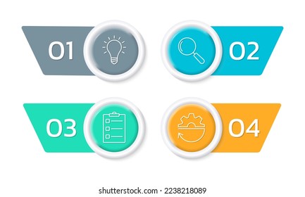 4 step infographics with with business icons. Modern presentation, layout, information brochure design. Vector illustration.