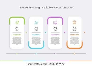 4 step Infographics Design Template, Chart diagram, Graph, Pie chart, workflow layout, vertical rectangle diagram, report, Editable presentation design elements, Process diagram in white background