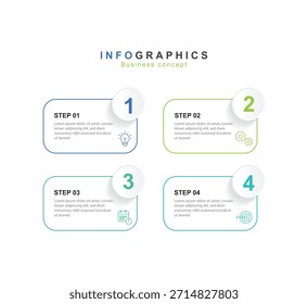 4 step Infographics Design Template, Editable presentation design elements, Info graph Process diagram in white background.