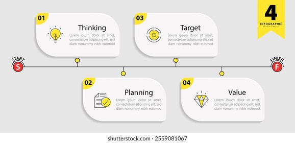 4 step journey timeline infographic on isolate background. infographics design template. Presentation graph. Business concept with 4 options, vector illustration.