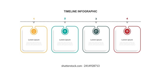 4 step line infographic template vector element 