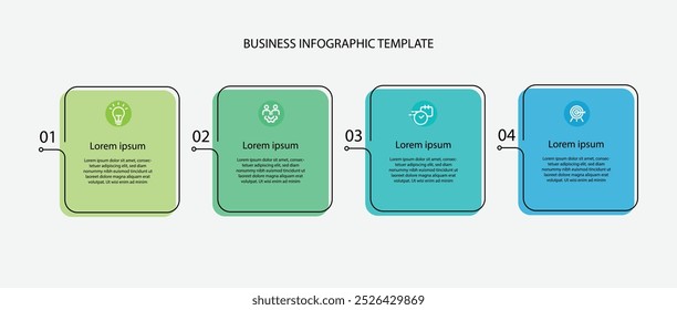 4 step line process infographic template suitable for business information and web presentation