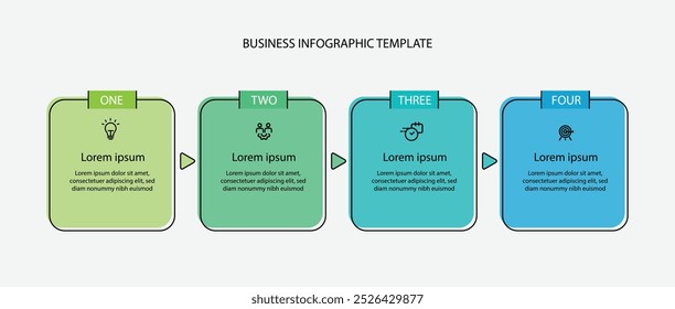 Plantilla de infografía de proceso de línea de 4 pasos adecuada para información comercial y presentación de Web