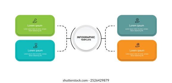 4 step line process infographic template suitable for business information and web presentation