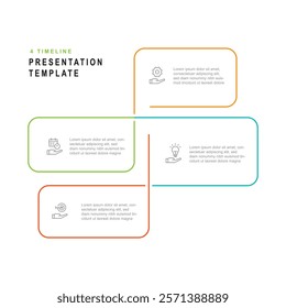 4 step line process infographic template vector with icons suitable for business information and web presentation 