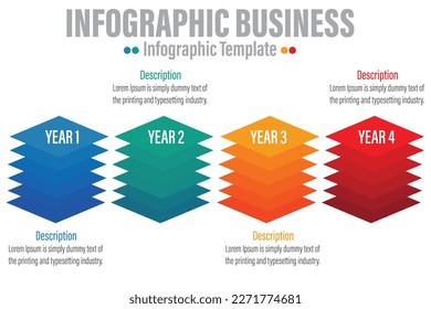4 Step Modern Timeline diagram with planning year , presentation vector infographic. Infographic template for business. 