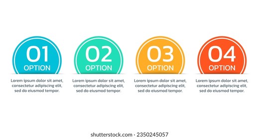 4 step, option info graphic template. Process diagram, business layout, timeline infographic. Four number infograph. Vector illustration.