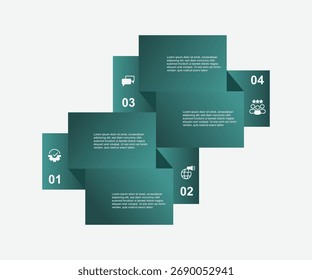 Elemento de Vector de Plantilla de infografía de estilo de papel de 4 pasos
