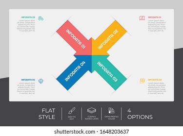 opción de flecha diseño vectorial infográfico con 4 opciones &estilo colorido para la presentación.La infografía de opción plana se puede utilizar para negocios y marketing
