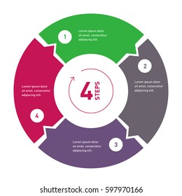 4 Step Process Circle Infographic. Template For Diagram, Annual Report, Presentation, Chart, Web Design.