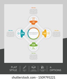 4 Step or Process Infographic With Circle Layout and Chart Design