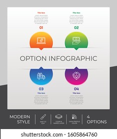 4 Step or Process Infographic With Circle Layout and Chart Design