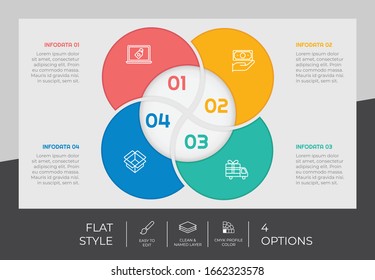 4 Step or Process Infographic With Circle Layout and Chart Design