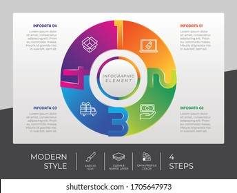 4 Step or Process Infographic With Circle Layout and Chart Design