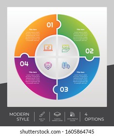4 Step or Process Infographic With Puzzle Circle Layout and Chart Design