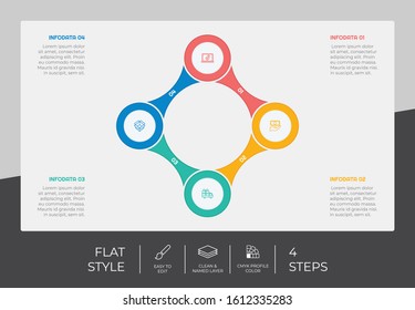 4 Step or Process Infographic With Puzzle Circle Layout and Chart Design