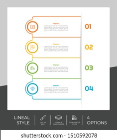 4 Step or Process Infographic With Square Layout and Chart Design