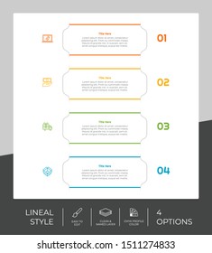 4 Step or Process Infographic With Square Layout and Chart Design