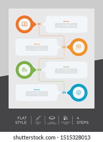 4 Step or Process Infographic With Square Layout and Chart Design