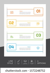 4 Step or Process Infographic With Square Layout and Chart Design