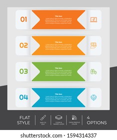 4 Step or Process Infographic With Square Layout and Chart Design