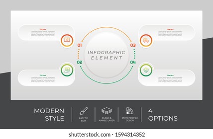 4 Step or Process Infographic With Square Layout and Chart Design