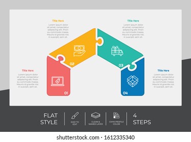 4 Step or Process Infographic With Square Layout and Chart Design